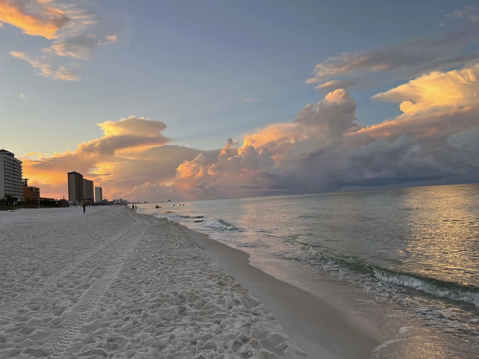 Sunset over the beach in Panama City Beach, Florida