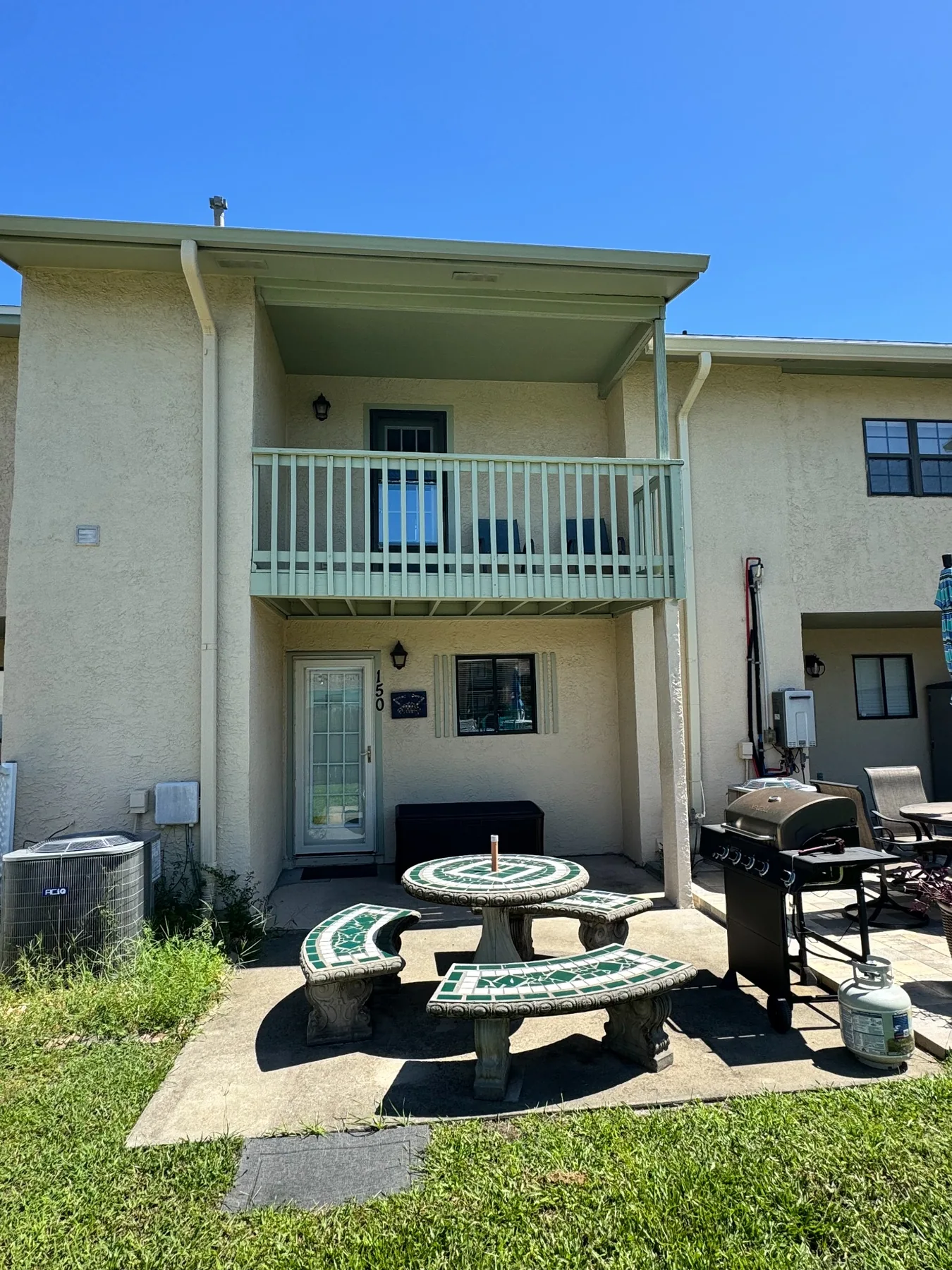 Rear patio and balcony at Baker's Tide in Gulf Highlands Resort