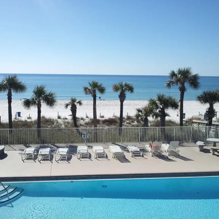 Beachside pool at Gulf Highlands Resort overlooking the Gulf of Mexico